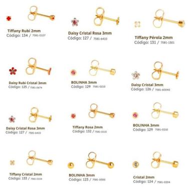 Imagem de Brincos Studex Baby Systen 75 - Kit Com 20 Unid Variados