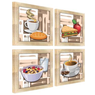 Imagem de Quadro Decorativo Cozinha Café Manhã Padaria 20x20cm Kit 4un - SHD  So