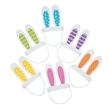 Imagem de Fun Express Orelhas de coelho de Páscoa de papel para Páscoa (1 dúzia) Acessórios de vestuário, lembrancinhas de feriado de Páscoa, Cores pasteis sortidas, 5" x 6"