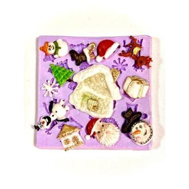 Imagem de Molde de silicone natal para decorar f110 - Confeitaria dos moldes