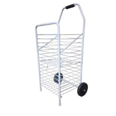 Imagem de Carrinho De Feira Branco Com Divisória Dobrável Reforçado