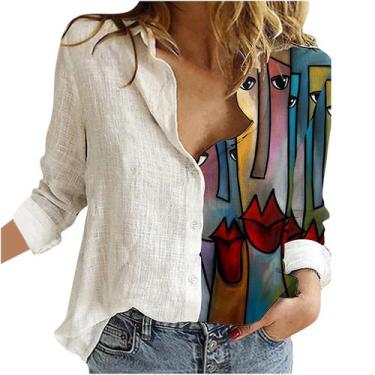 Imagem de Camiseta feminina casual solta slub algodão cartoon print camisa de ma