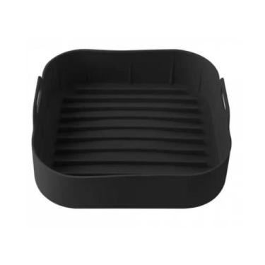 Imagem de Forma de Silicone Quadrada Com Alça Para Air Fryer 16cm Reutilizável -