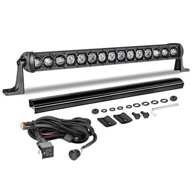 Imagem de Kit de barra de luz de LED de 20 polegadas, AKD Part Single Row Driving Light Off Road Combo Beam Caminhão Slim LED Bar Luz de trabalho com fiação Capa preta para Pickup Van SUV UTV ATV RZR