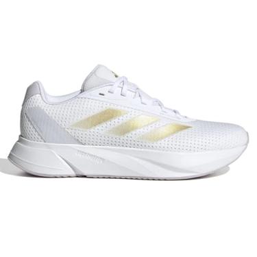 Imagem de adidas Tênis de corrida feminino Duramo Sl, Branco/dourado metálico/cinza claro, 41