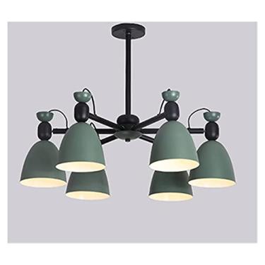 Imagem de Lustre moderno minimalista de metal E27 led cinza e verde cor universal cabeça lustres compatíveis com cozinha sala de estar quarto estudo, luminária retrô