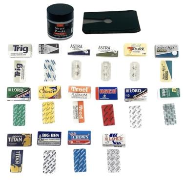 Imagem de GBS Double Edge Lâmina de Barbear Sample Pack - Variedade de 16 Qualidade Blades elevadas de segurança para barbear Lâminas de barbear, facas, Shavette e Mais + Bonus GBS Alum Bloco