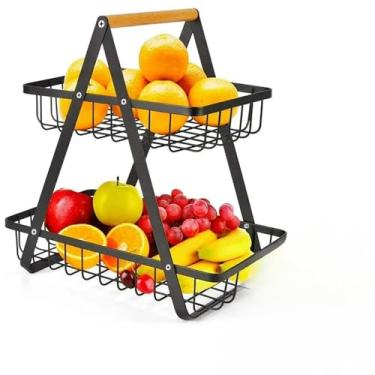 Imagem de Fruteira De Mesa Com 2 Andares Dupla Cesto De Frutas Aramado Metal Organizador Frutas Legumes(1PC)