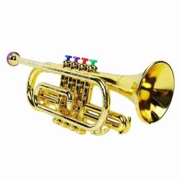 Imagem de Brinquedo de trompete infantil Tyenaza Metallic Trumpets com 4 teclas 