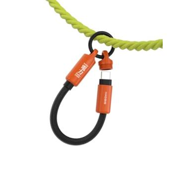 Imagem de Hagibis Cabo USB C com chaveiro, cabo portátil de carregamento rápido de 240 W com transferência de dados de 480 Mbps, cabo curto C para C, cabo tipo C para iPhone 17 16 15 Pro Max, iPad Pro (laranja