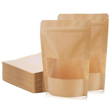 Imagem de Sacos de alimentos Kingrol Kraft Paper 150 unidades 12 x 20 cm com jan