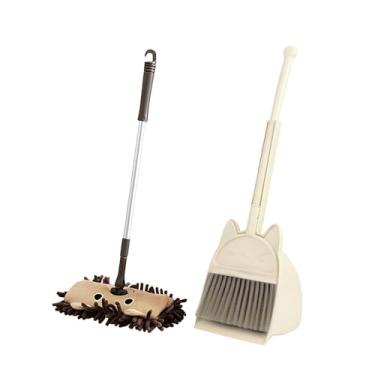 Imagem de KiBcsLic Mini vassoura, pá de lixo e esfregão, brinquedo de faz de conta, desenho animado, dramatização, crianças, ferramentas de limpeza doméstica para jardim