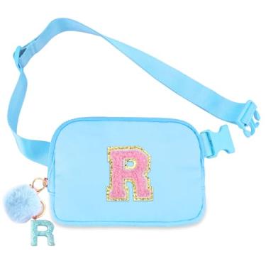 Imagem de Bolsa de cinto para meninas – Bolsa transversal com inicial para presentes de aniversário para 15, 6, 7, 8, 9, 10, 11, 12, 13 anos, pequena, essencial para viagens, Azul, R