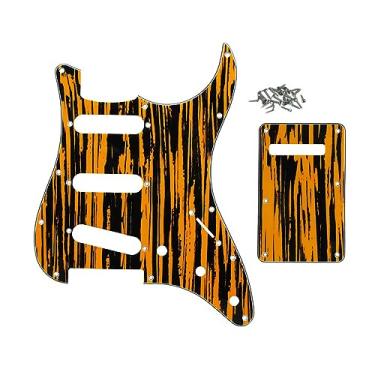Imagem de ROZILO Placa traseira de tremolo para guitarra elétrica SSS de 11 furos com parafusos Pickguard para 3 captadores de bobina única Tawny Stripe