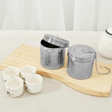 Imagem de DJAPWPX Pacote com 2 infusores de chá para folhas soltas, conjunto de coador de chá de aço inoxidável 304 com gancho de corrente estendida, malha extrafina mais íngreme para temperar especiarias