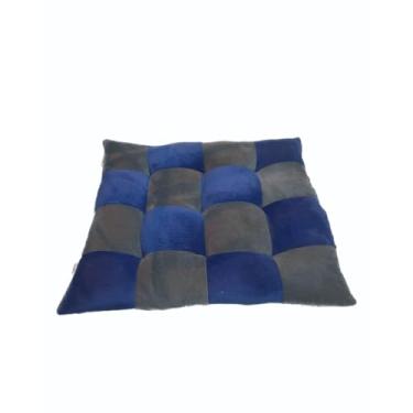 Imagem de Cama Pet 1x1 Metro Confortável Colchonete para Cachorro Grande (AZUL/CINZA)