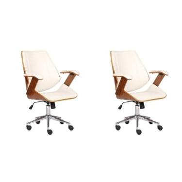 Imagem de Kit 2 Cadeiras para Escritório Presidente Bergen Baixa 3331 Branco