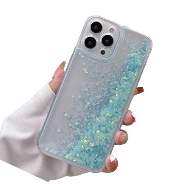 Imagem de Rnrieyta Miagon Capa traseira de areia movediça com efeito luminoso em movimento para iPhone 16, brilho noctilucente que brilha no escuro com glitter líquido transparente