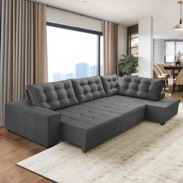 Imagem de Sofá de Canto Retrátil e Reclinável com Molas 3,00x2,00 Jacke Suede Ci