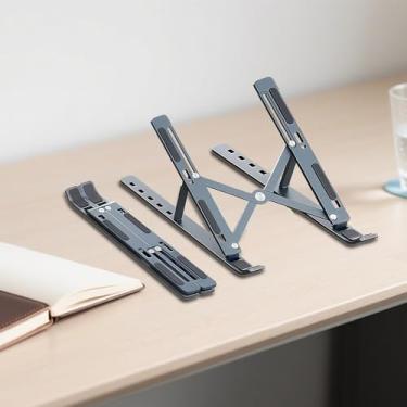 Imagem de Suporte dobrável para laptop, suporte para laptop, suporte para tablet de computador, suporte para mesa, compatível com laptops de 10 a 15,6 polegadas, iPad (preto, branco)
