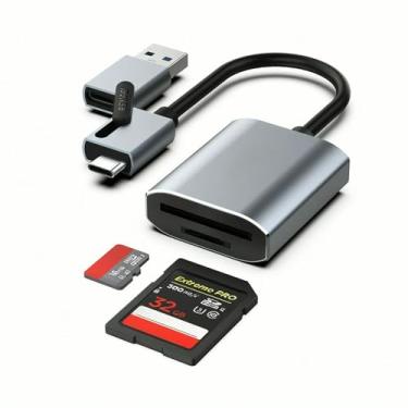 Imagem de Leitor de cartão de memória, USB tipo-C/Tipo-A para leitor de cartão SD TF compatível com iPhone 15 Pro/Max, MacBook Pro/Air 2023, iPad Pro, iMac, S23, XPS 17, Surface Book 3 e mais