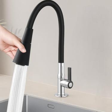 Imagem de Torneira Cozinha Gourmet De Bancada Inox Flexível Black Bica Móvel 360º Design Moderno e Resistente