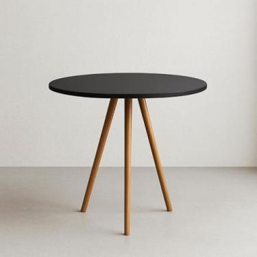 Imagem de Mesa de Jantar Redonda 80cm Tripé Bistrô Mdf Madeira Preto