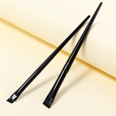 Imagem de 3 peças pincel de contorno de sobrancelha pequeno angular profissional macio para sobrancelhas ferramentas de maquiagem portátil para olhos, preto (estilo A)