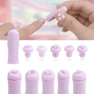 Imagem de Conjunto de 6 canetas de carimbos de unha, caneta artística de silicone com 5 estampas de cabeças de caneta de carimbo de unha, kit de estampagem de unhas de graffiti, ferramentas de unhas DIY para