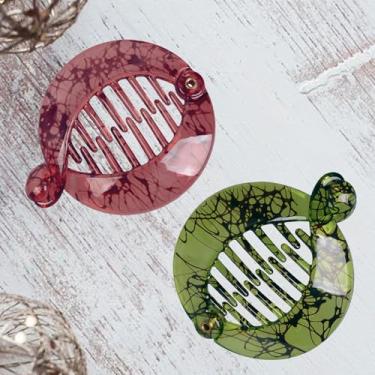 Imagem de 2 peças de pente de cabelo banana pequeno para meninas, redondo, plástico, rabo de peixe, acessórios de cabelo entrelaçados, suporte de rabo de cavalo, estilo feminino, longo, liso, encaracolado