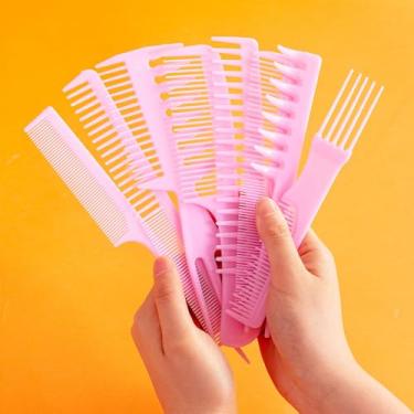 Imagem de Conjunto de 8 peças de penteados – Conjunto de pente de cabelo variado para todos os tipos de cabelo – pente de cauda de rato, palhetas, levantadores, ancinhos de cachos, provocações, separadores