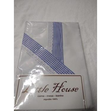 Imagem de Colcha Piquet c/ Porta c/ B.I. e Aplic. - Little House, Branco c/ xadr