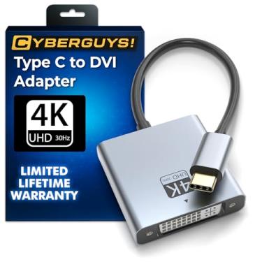 Imagem de Cyberguys! Adaptador USB tipo C para DVI (fêmea), adaptador USB C para DVI (conversor USB-C) Saída de vídeo de alta definição 4K a 30Hz, Plug & Play, compatível com MacBook Pro/Air, iPad Pro, XPS
