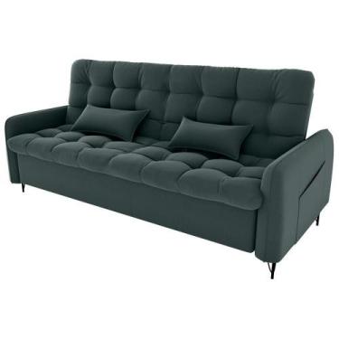 Imagem de Sofa Cama 2 Lugares 200cm Pillar Veludo E401 Chumbo Milani Store Chumb