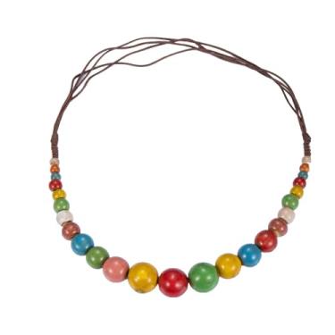 Imagem de A-yeite Boho Hippie Colar de contas de cerâmica para mulheres, colorido, grosso, redondo, cordão, colar, boêmio, feito à mão, joia de praia de verão, Cerâmica, Sem Pedra Preciosa