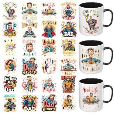Imagem de DORSBABY Adesivos UV DTF - 24 folhas Dia dos Pais DTF Cup Wrap para canecas de vidro café, esfregar à prova d'água em transferências para artesanato (Dia dos Pais Top Dad)