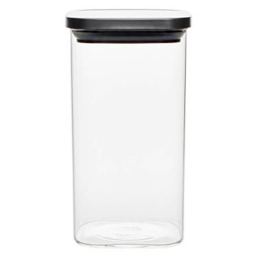 Imagem de Pote Vidro Hermético Quadrado Tampa Inox 1600Ml Vista Home