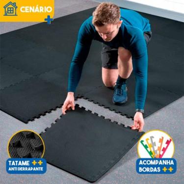 Imagem de Kit 20 Placas de Tatame Tapete EVA preto tamanho 50x50x10mm - ComDrop
