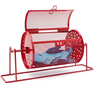Imagem de Teenyyou Rifa pequena de 18 cm x 12 cm com rodador de bilhete atualizado comporta 600 bilhetes com suporte para bateria para eventos de jogos (vermelho)