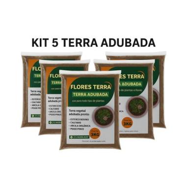 Imagem de Kit 5 Sacos de Terra Adubada 3kg Terra Vegetal Mais Vendido - mimos pe