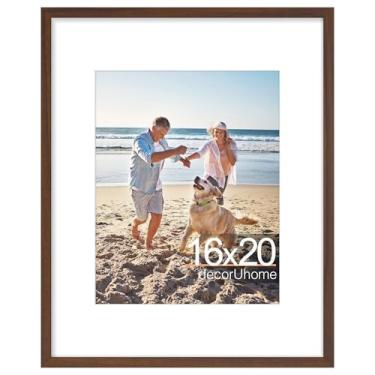 Imagem de decorUhome Porta-retrato de 40,6 x 50,8 cm, exiba imagens 28 x 35 cm com tapete ou 40 x 50 cm sem tapete, moldura de pôster para pendurar na parede, marrom, 1 pacote