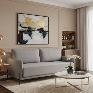 Imagem de Sofá para Sala de Estar Living Clássico 202cm Pés de Ferro Londres Cinza Claro