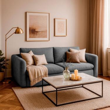 Imagem de Sofá 4 Lugares para Sala de Estar 232cm Retrátil Veneza Cinza Médio