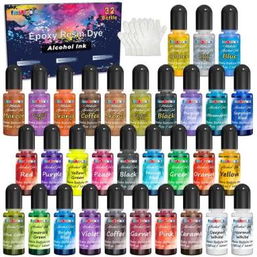 Imagem de Conjunto de tinta alcoólica FansArriche 32 cores, corante de resina de