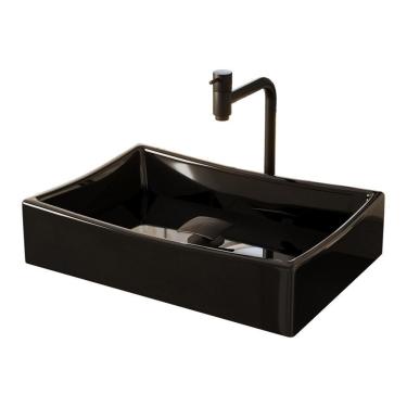 Imagem de Kit Cuba Dalla Preta Com Torneira Inox E Valvula Click Black