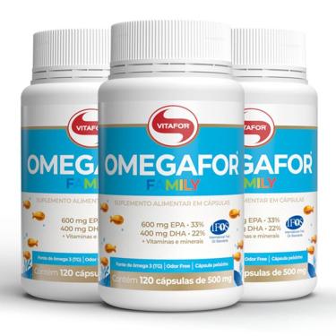 Imagem de Kit 3 ômegafor Family ômega 3 Vitafor 120 Cápsulas