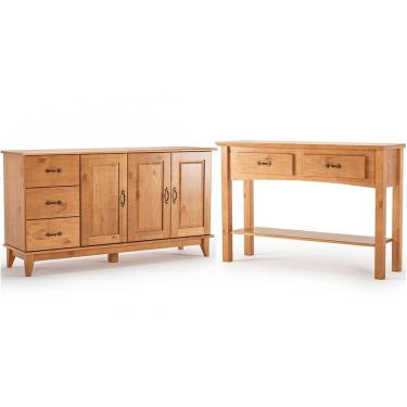 Imagem de Kit Balcão Buffet 3 Portas E Aparador 100% Madeira Bellora Carvalho