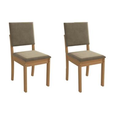Imagem de Cadeira Sala De Jantar Luna 2cad160 Madeirado Kit 2 Un Canela/suede Bege - Kappesberg