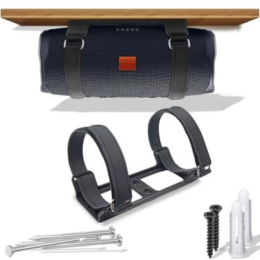 Imagem de Counlisha Suporte de parede de metal compatível com jbl Charge 4/Charge 5/Flip 6/Flip 5, suporte de prateleira seguro com tiras de couro ajustáveis, suporte de parede para alto-falante para teto