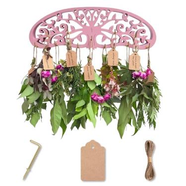 Imagem de LkNNYY8 Estante rústico para pendurar ervas, árvore da vida, flores secas e ervas secas, arte de parede, decoração de bruxa, presente de grama, flores de parede, com 11 ganchos e 25 vales-presente e